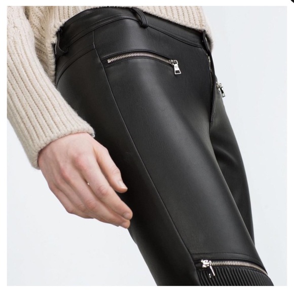 Zara Trafaluc Faux leather moto leggings/pants - Picture 2 of 7